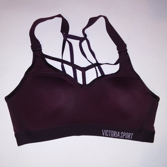 Victoria Secret Sports Bra 32B Incredible Lightweight Burgundy Solid Racerback - Picture 2 of 6